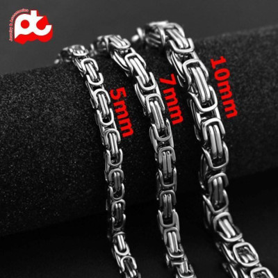 Lắc tay thép không gỉ titan nam cao cấp đẹp ziczac vuông trangsucpt kích cỡ 5mm màu trắng PTLTNA85