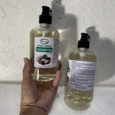 DẦU DỪA HỮU CƠ ÉP LẠNH - RICH COCO – EXTRA VIRGIN COCONUT OIL – CHAI 500ml