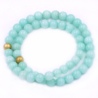 [Mệnh Mộc, Hỏa] Vòng Chuỗi Đôi 6 Ly Đá Ngọc Bích Xanh Charm Bi Inox VNBXHBD