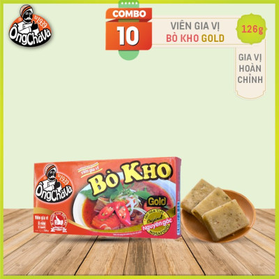 Combo 10 Hộp Viên Gia Vị Bò Kho ÔNG CHÀ VÀ 126g (Braised Beef Broth Cubes)