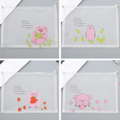 Bộ 3 túi zip đựng file đựng bút nhựa mềm họa tiết dễ thương