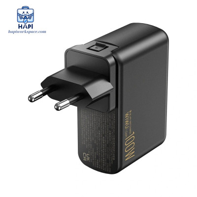Củ sạc hàng chính hãng WiWU Warrior GaN 100W (3C1A) Wi-U022W: Sạc nhanh laptop, điện thoại, kèm đầu chuyển đa quốc gia