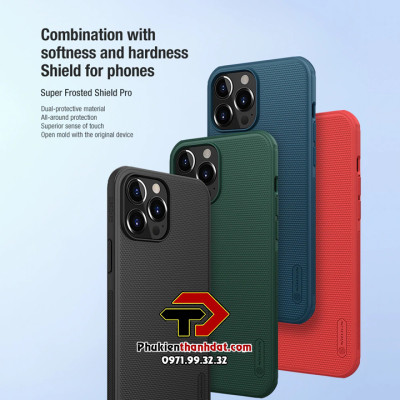 Ốp lưng cho iPhone 14 Pro chính hãng Nillkin chống sốc vân sần - Hàng chính hãng