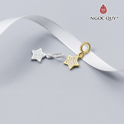 Charm bạc  treo hình ngôi sao đính đá - Ngọc Quý Gemstones
