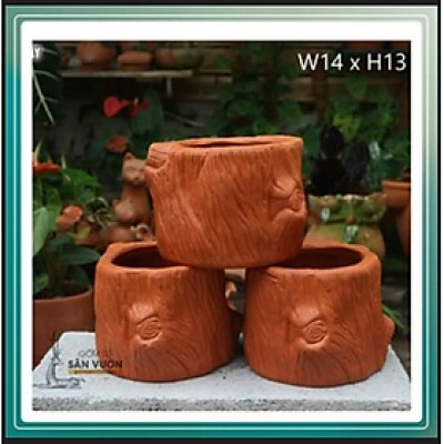 Chậu Trồng Cây Gốm Đất Nung (Terracotta) HÌNH GỐC CÂY ĐỨNG 14x13cm