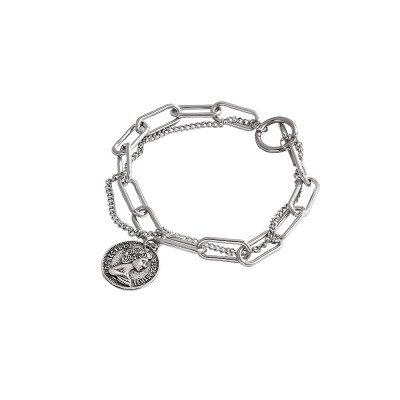 Vòng đeo tay titan hợp kim thép 2 lớp xích không gỉ sành điệu