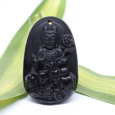 Mặt Dây Chuyền Phổ Hiền Bồ Tát Đá Obsidian Ngọc Quý Gemstones PHOL