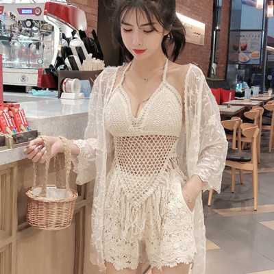 Set bikini len 2 - 3 chi tiết. Áo len móc kín bụng, che khuyết điểm. Đồ bơi len ren đi biển mẫu mới, hàng cao cấp, chất đẹp | KT100