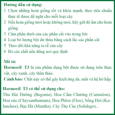 Bột Kích Rễ Israel - Dry Rooting Power Hormoril T3 (Hủ 100gr) dùng kích thích ra rễ nhanh, khỏe trong việc giâm chiết cành hay cây con họ thân mềm (có Thành phần T With Fungicige Ngăn Ngừa Nấm Bệnh vết cắt)