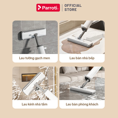 Cây Lau Bàn Bếp Tự Vắt Có Gạt Nước 2 Miếng Lau, Cây Lau Mini, Lau Bàn, Lau Kính, Gạt Nước Parroti Clean Go - CG01