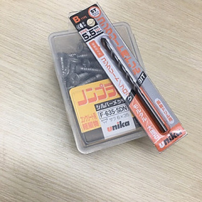 Combo Vít bê tông 6mm đầu bằng F635 & Mũi khoan bê tông 5.5mm đuôi kẹp Unika (không cần tắc kê nhựa)