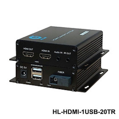 Bộ kéo dài hdmi qua cáp quang có cổng USB Ho-link HL-HDMI-1USB-20TR - Hàng Chính Hãng