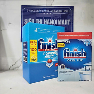 Viên rửa bát Finish All in one 90 viên hương chanh  + Muối Finish 1.5kg