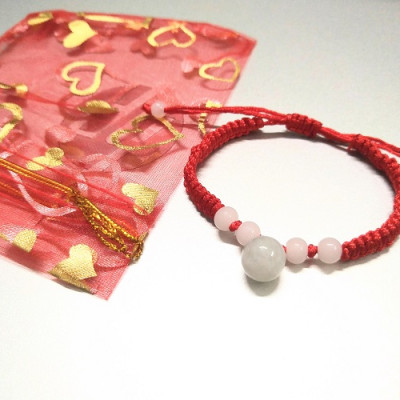 Vòng tay chỉ đỏ may mắn bình an kèm túi đỏ làm quà tặng - túi tiền ngọc