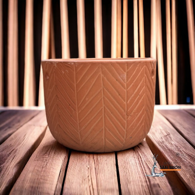 Chậu Gốm Đất Nung Hoa Văn Xương Cá D17cm X H13cm