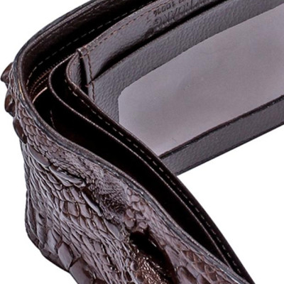 Ví Nam Da Cá Sấu Gù Chân Huy Hoàng HT2235 (12.5 x 10 cm) - Nâu Đất