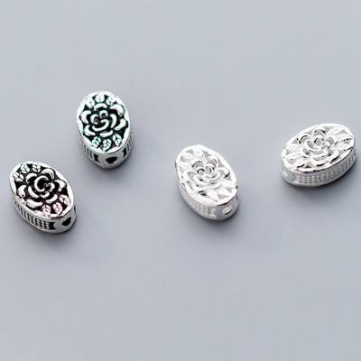 Charm bạc hình trái xoan xỏ ngang - Ngọc Quý Gemstones 