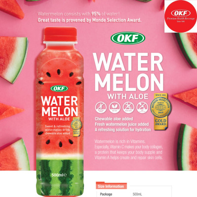 Nước dưa hấu lô hội (NƯỚC DƯA HẤU) OKF Hàn Quốc 500ml x 6 chai
