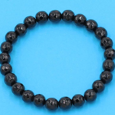 Chuỗi đeo tay - thạch anh đen cắt giác 6 ly - hợp mệnh Thủy, mệnh Mộc