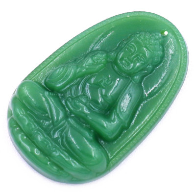 Mặt dây chuyền Phật A di đà đá xanh 2.2 x 3.6cm kèm móc inox, Phật bản mệnh