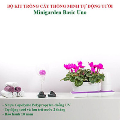 Chậu Trồng Cây Thông Minh Tự Động Tưới Basic Uno, làm bằng chất liệu nhựa PP Chống UV giúp cây phát triển tốt ngay cả trong môi trường nắng nóng, nhập khẩu Châu Âu