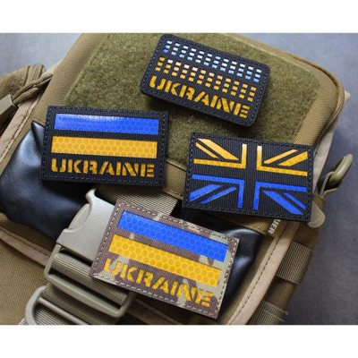 Patch_velcro phản quang cờ Ukraine dán quần áo_ba lô_túi xách