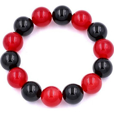 Vòng tay chuỗi hạt đá thạch anh đỏ đen 14 ly 14 hạt