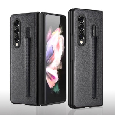 Ốp Lưng Cho Galaxy Z FOLD 6 / Z FOLD 5 / Z FOLD 4 Chống Sốc Bằng Da Có Ngăn Đựng Bút ( KHÔNG BAO GỒM BÚT )