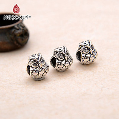 Charm bạc chim cú mèo xỏ ngang - Ngọc Quý Gemstones