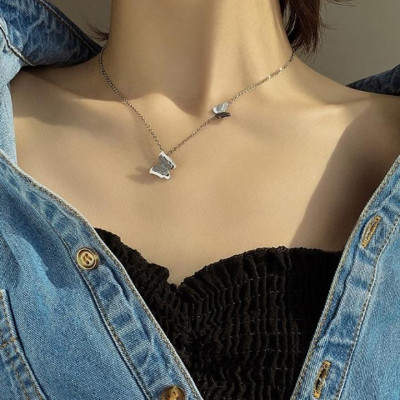 Dây chuyền nữ titan thời trang con bướm phun cát thép không gỉ trangsucpt có 3 màu sắc DCNUT11