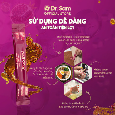 Dr. Sam youthology bổ sung năng lượng tươi trẻ mỗi ngày với hắc sâm Hàn Quốc, nano collagen, tinh chất lựu - 30 góix10ml