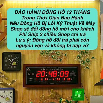đồng hồ lịch vạn niên số lớn kịch thước 30x70 khung gỗ tự nhiên.