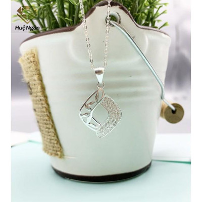 Dây chuyền bạc Ý 925 Huệ Ngân -Hình OVAN Lá xinh D1919
