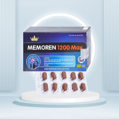 Viên uống Memoren 1200 Max Kingphar, hộp 30v, tăng tuần hoàn não, giảm đau đầu, cổ vai, gáy