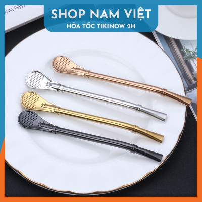 Ống Hút Muỗng Đầu Lọc Dài 15.5 - 21cm (Kèm Cọ Rửa)