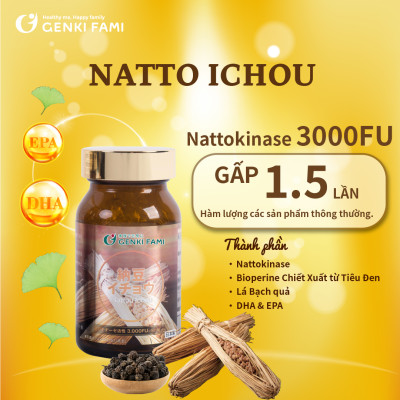 Combo 3 Hộp Natto Ichou Phòng Ngừa Đột Quỵ, Bổ Não, Giúp Giảm Căng Thẳng Mệt Mỏi, Ngủ Ngon Genki Fami Nhật Bản Nattokinase 3000FU