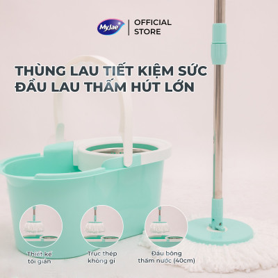 Bộ Lau Nhà MyJae Sợi Microfiber Xoay 360 Độ Thông Minh, Lau Sạch Nhanh Khô 134cm