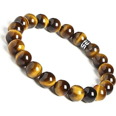 Vòng tay phong thủy đá mắt hổ vàng nâu thiên nhiên mix Charm may mắn cho Nữ công sở làm trang sức