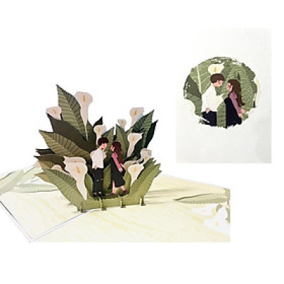 Thiệp 3D Pop Up Cặp Đôi & Hoa Loa Kèn – Thiệp Tình Yêu, Kỷ Niệm, Valentine Lãng Mạn, L09