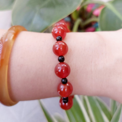 Vòng tay chuỗi mân côi thời trang đá mã não đỏ cao cấp ATMC02