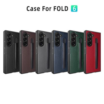 Ốp Lưng Cho Galaxy Z FOLD 6 / Z FOLD 5 / Z FOLD 4 Chống Sốc Bằng Da Có Ngăn Đựng Bút ( KHÔNG BAO GỒM BÚT )