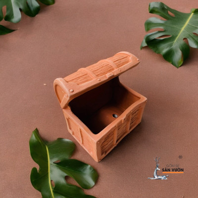 Chậu Gốm Đất Nung Hình Chiếc Rương Kho Báo