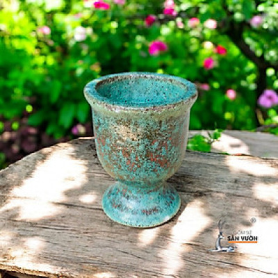 Chậu Gốm Cúp Men Sôi Trồng Sen Đá Xương Rồng - Miệng 20 x Cao 25cm