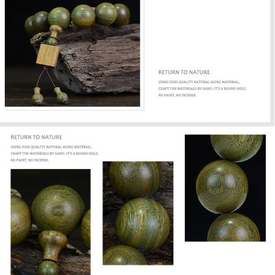 Bộ Vòng đeo tay phong Thủy Gỗ Đàn Hương Xanh Tự Nhiên Ấn Độ, Kèm Hộp đựng lót nhung nỉ