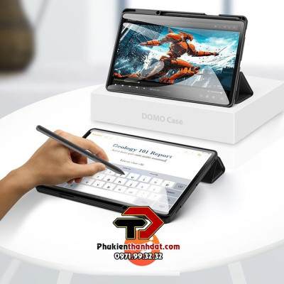 Bao da dành cho Samsung Tab S8 Plus/ S7 Plus/ S7 FE DOMO Series Lưng Dẻo Vải Jean Khay Bút - Hàng chính hãng