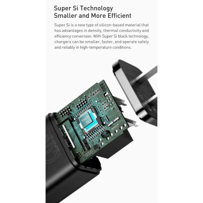 Bộ sạc Baseus Super Si Quick Charger 1C 20W TZCCSUP Sạc Siêu Nhanh và Nhỏ Gọn  - Hàng Chính Hãng
