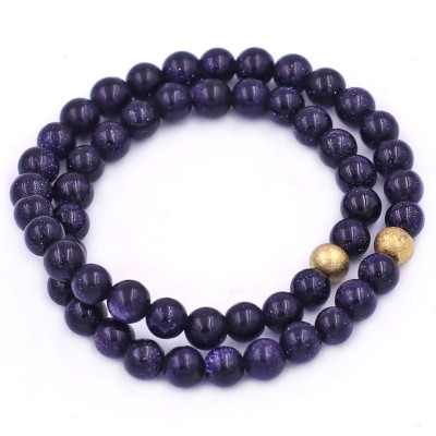 [Mệnh Thủy, Mộc] Vòng Chuỗi Đôi 6 Ly Đá Lam Sa Charm Bi Inox VLSHBD