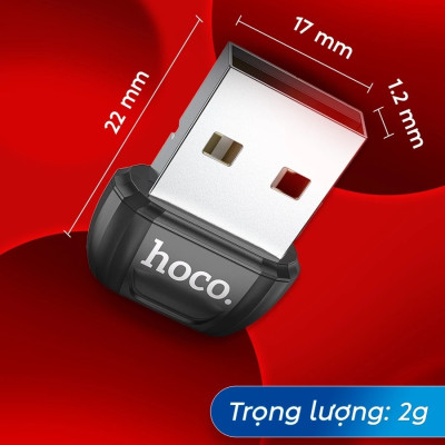 USB Bluetooth Ho,co UA18, Bộ chuyển đổi USB sang bluetooth 5.0 hỗ trợ kết nối đa thiết bị loa, tai nghe, bàn phím chuột - Hàng chính hãng