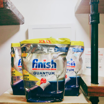 [HCM Hỏa Tốc] Túi 60 viên rửa chén Finish Quantum All in 1 (Loại viên lớn trong 1 viên công thức mới - sx 2023)