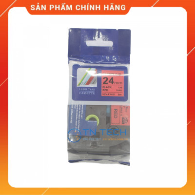 Nhãn In HZE-451 - Đen nền đỏ 24mm x 8m - Dùng cho máy in BROTHER - AIMO - PUTY [Hàng nhập khẩu]